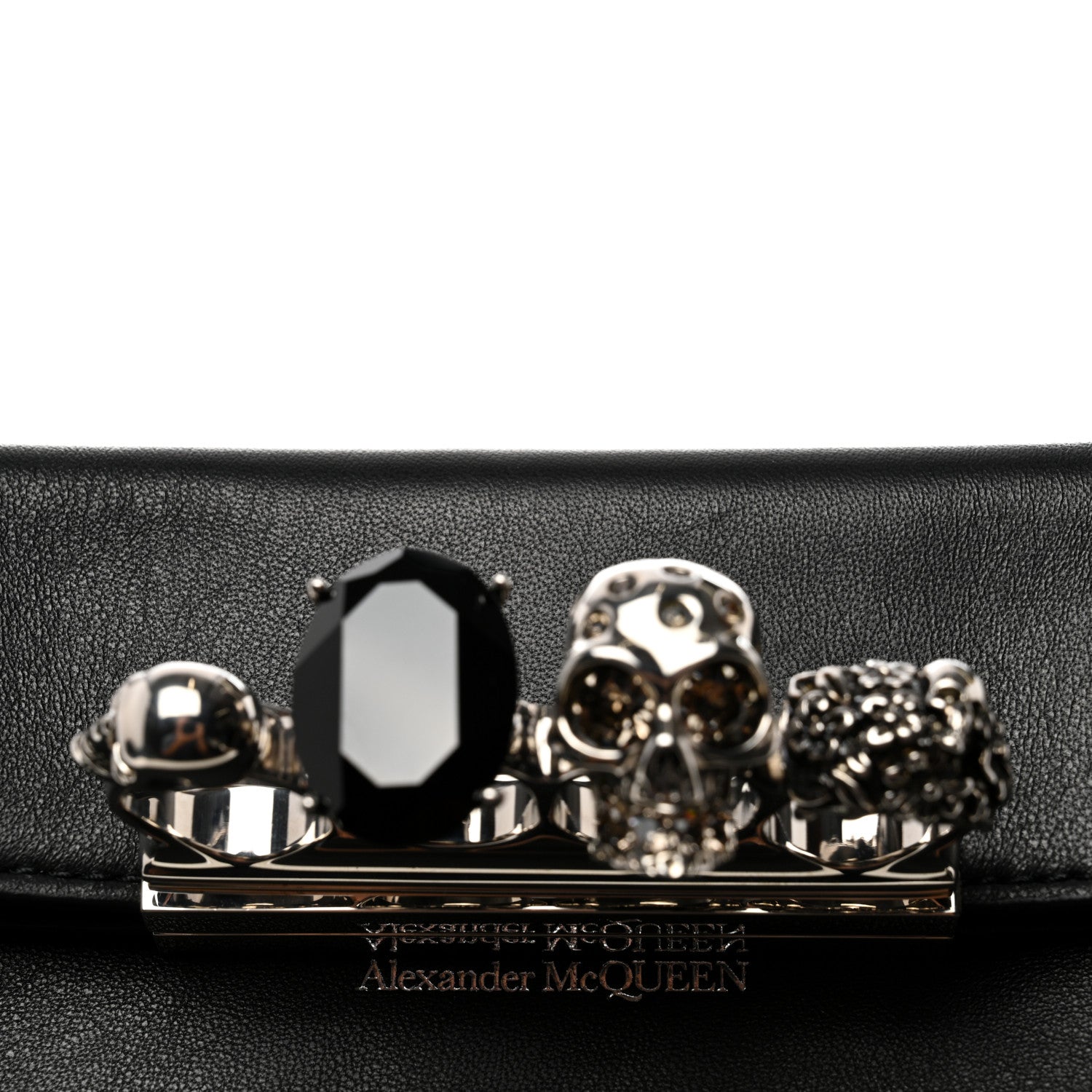Alexander McQueen Nappa Skull Four Ring Clutch Black 6 of 9