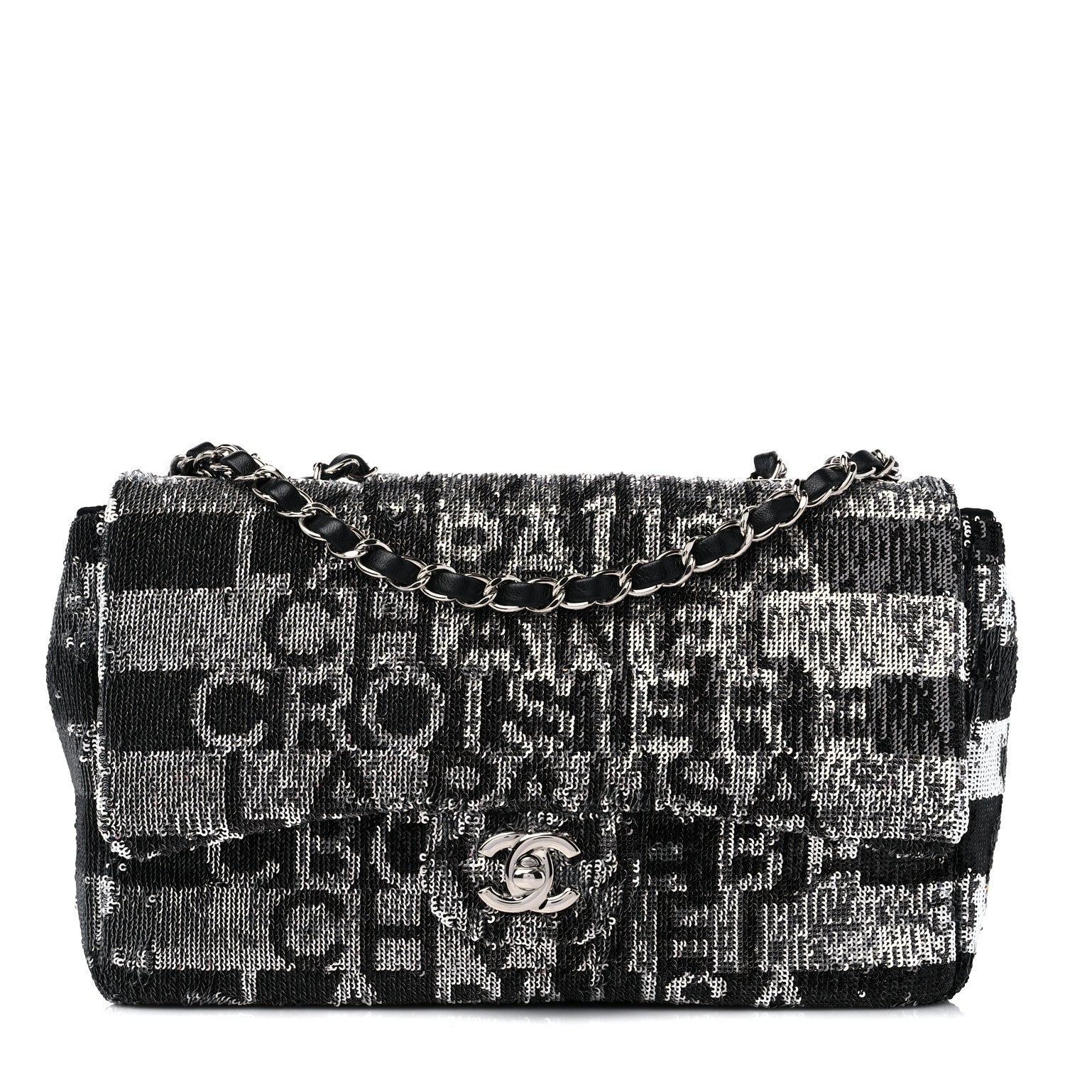 Chanel Sequin La Pausa Medium Single Flap Silver Black 1 of 10