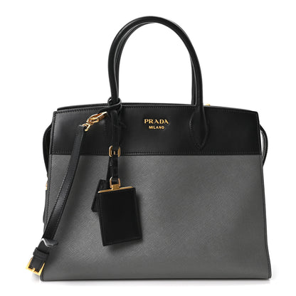 Prada Saffiano City Calfskin Medium Esplanade Tote Mercurio Black 1 of 10