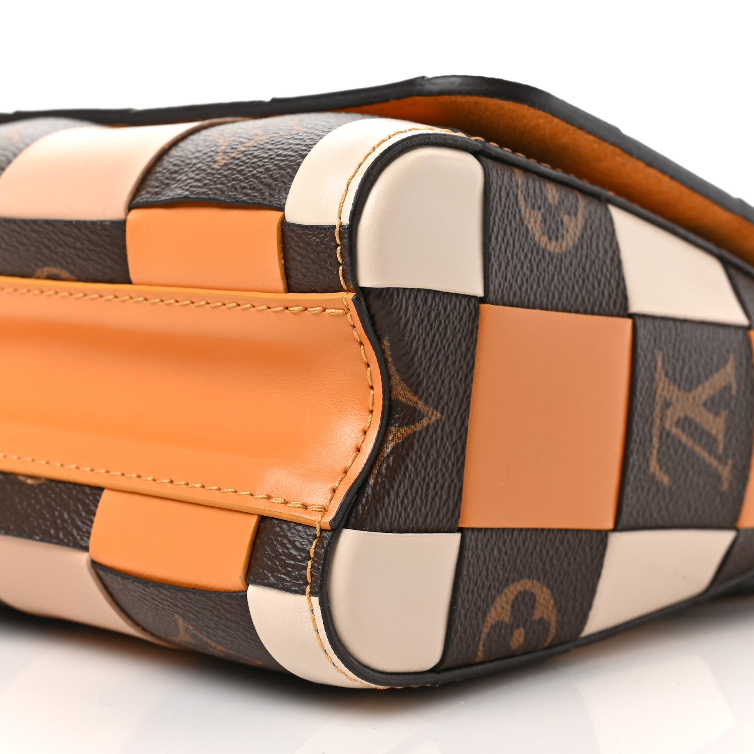 Louis Vuitton Calfskin Monogram Check Twist MM Beige White Orange 8 of 8
