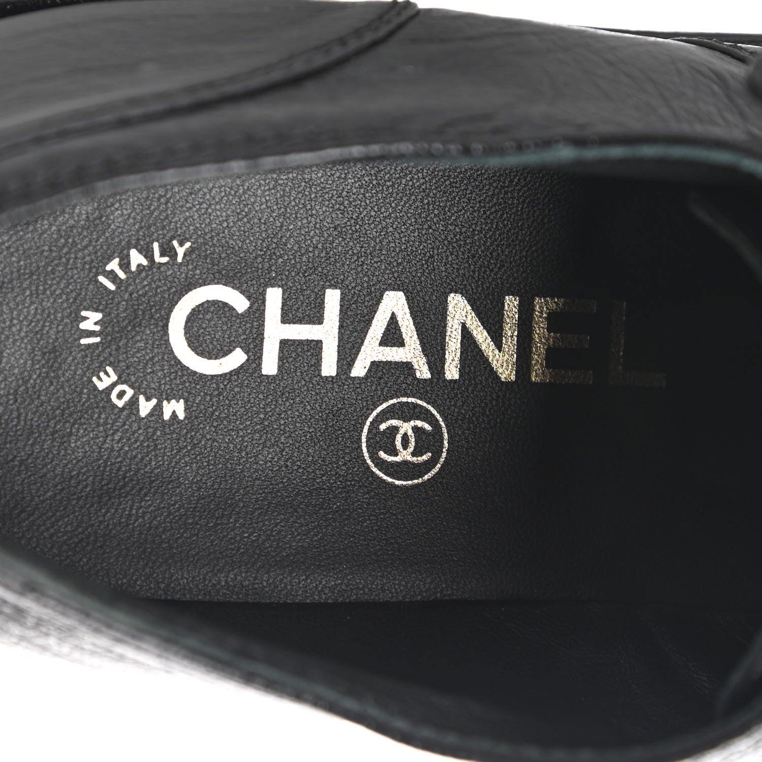 Chanel Shiny Crumpled Lambskin CC Lace Up Oxfords 38 Black 8 of 9