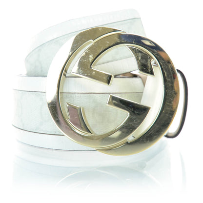 Gucci GG Plus Monogram Calfskin Interlocking G 40mm Belt 85 34 White 4 of 5