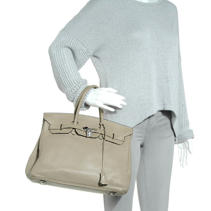 Hermes Taurillon Clemence Birkin 35 Gris Tourterelle 2 of 14