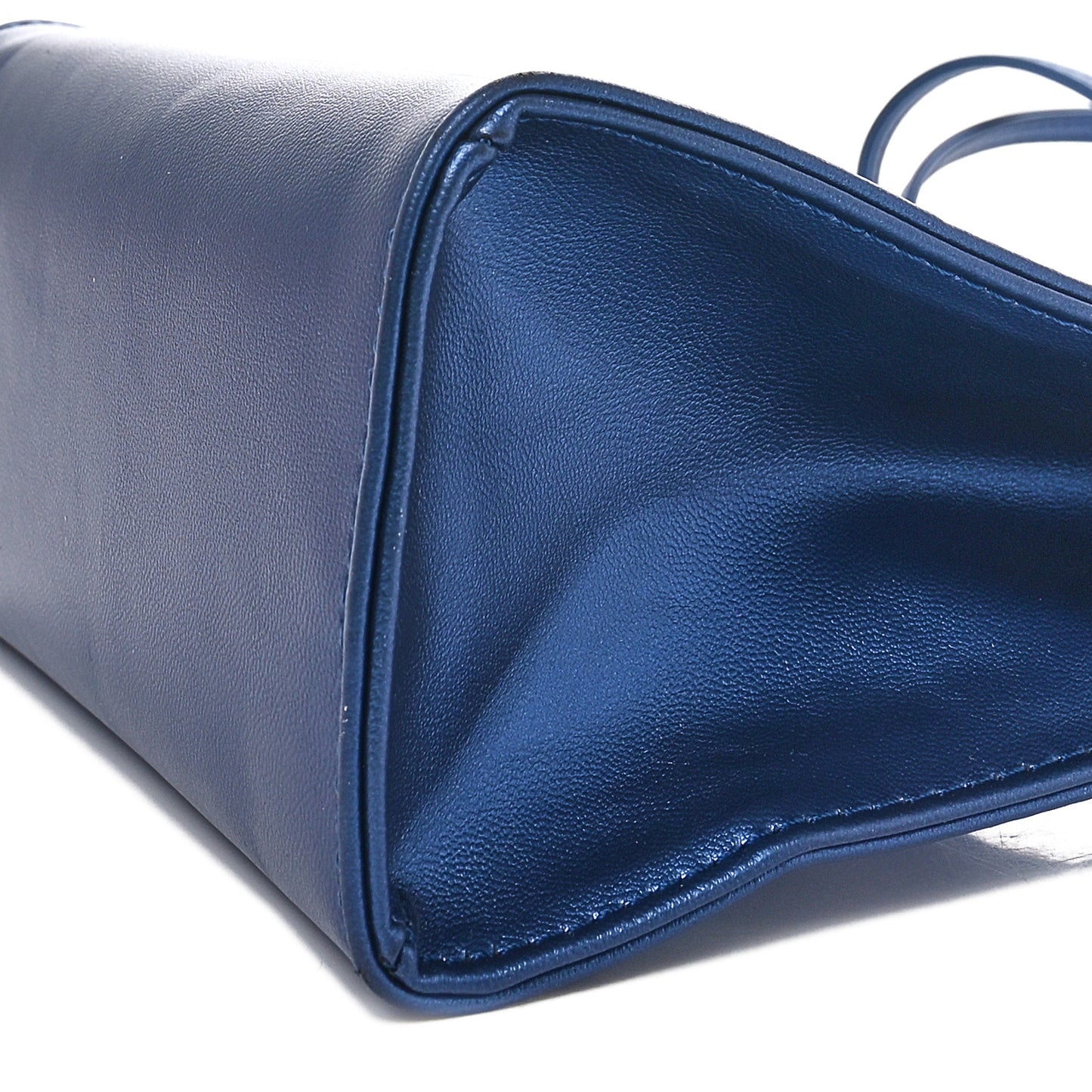 Metallic Vegan Leather Small Shopping Bag Cobalt