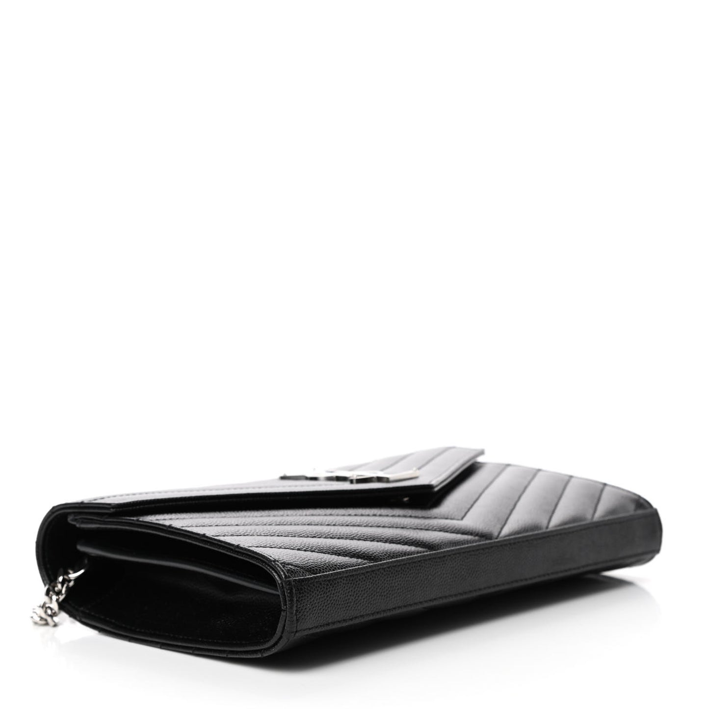 Grain De Poudre Matelasse Chevron Monogram Chain Wallet Black