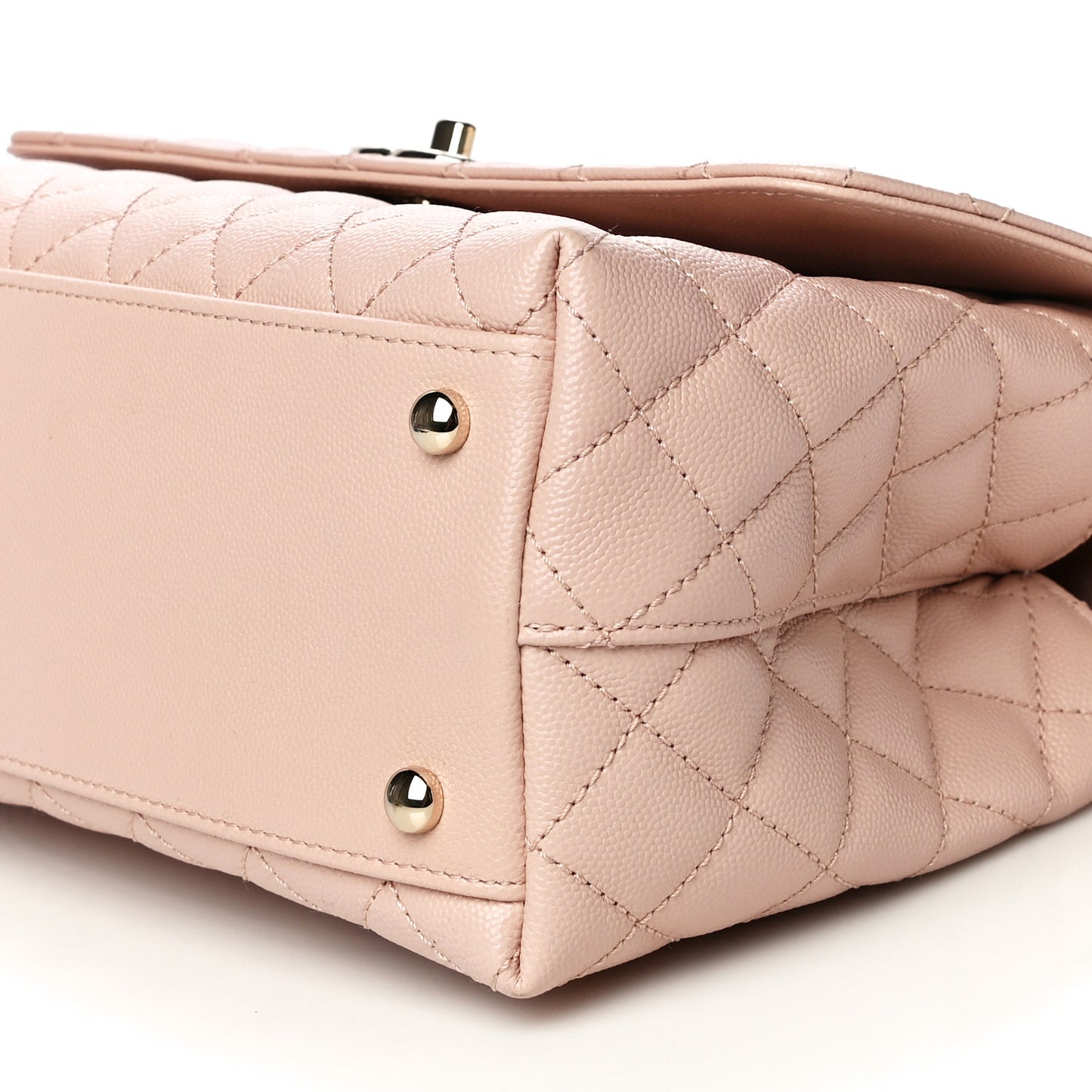 Caviar Quilted Small Coco Handle Flap Rose Clair