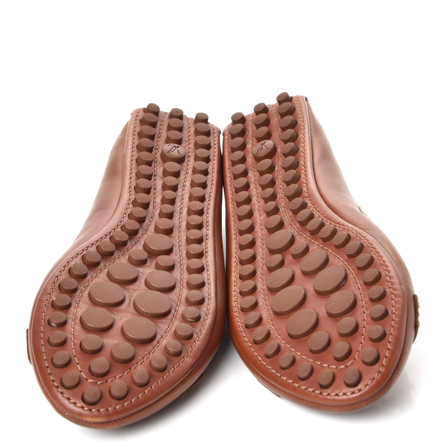 Calfskin Zip Oxford Ballerina Flats 35.5 Cognac