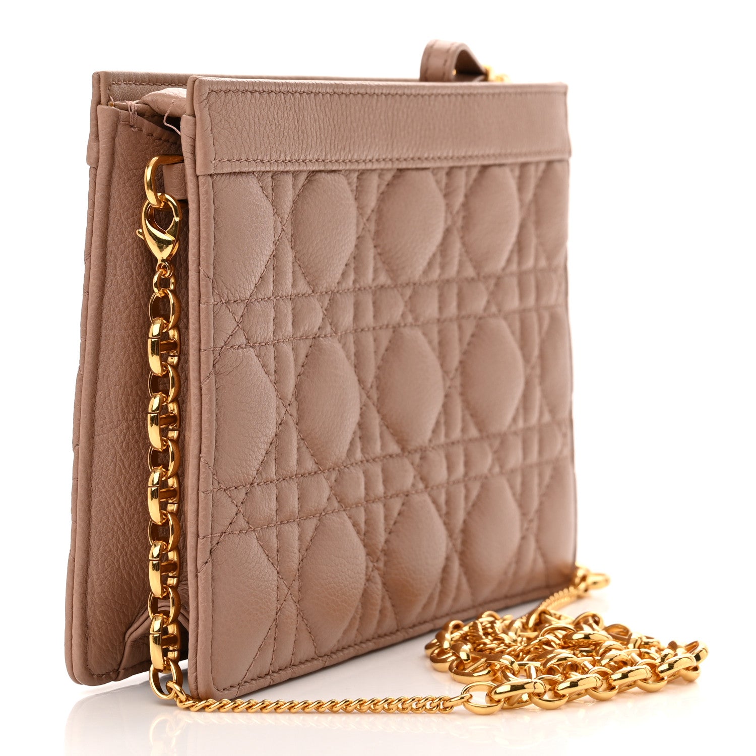 Christian Dior Calfskin Cannage Caro Zipped Pouch With Chain Fard 3 of 16