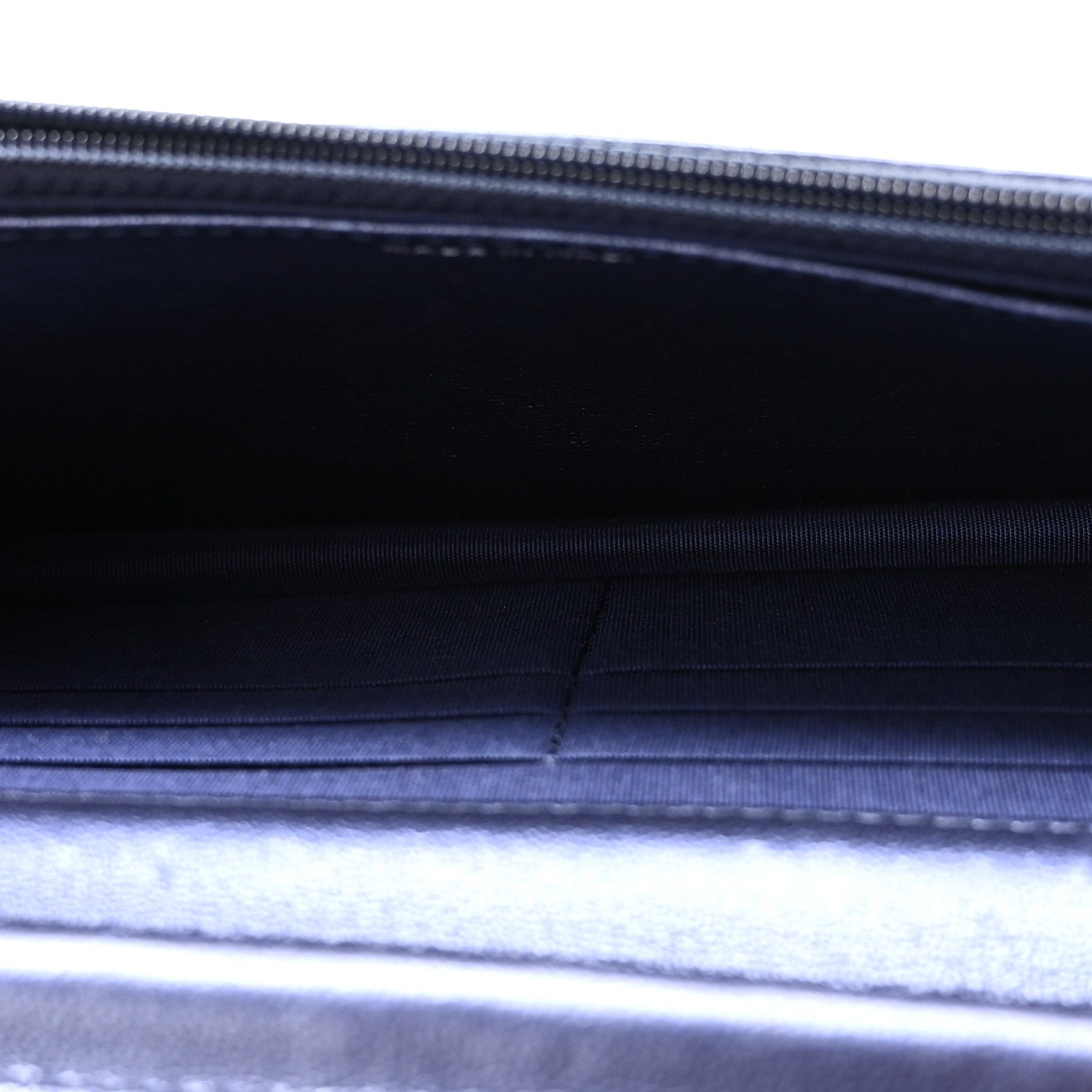 Chanel Metallic Sheepskin Chevron Quilted Vintage Mademoiselle Wallet On Chain WOC Navy 5 of 11
