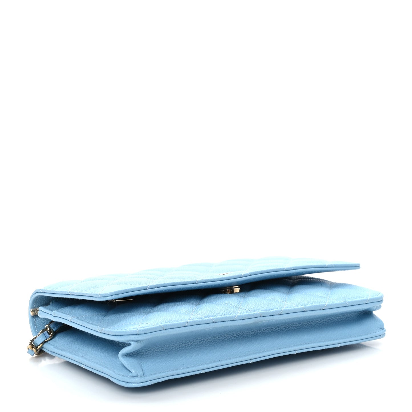 Caviar Quilted Wallet on Chain WOC Light Blue
