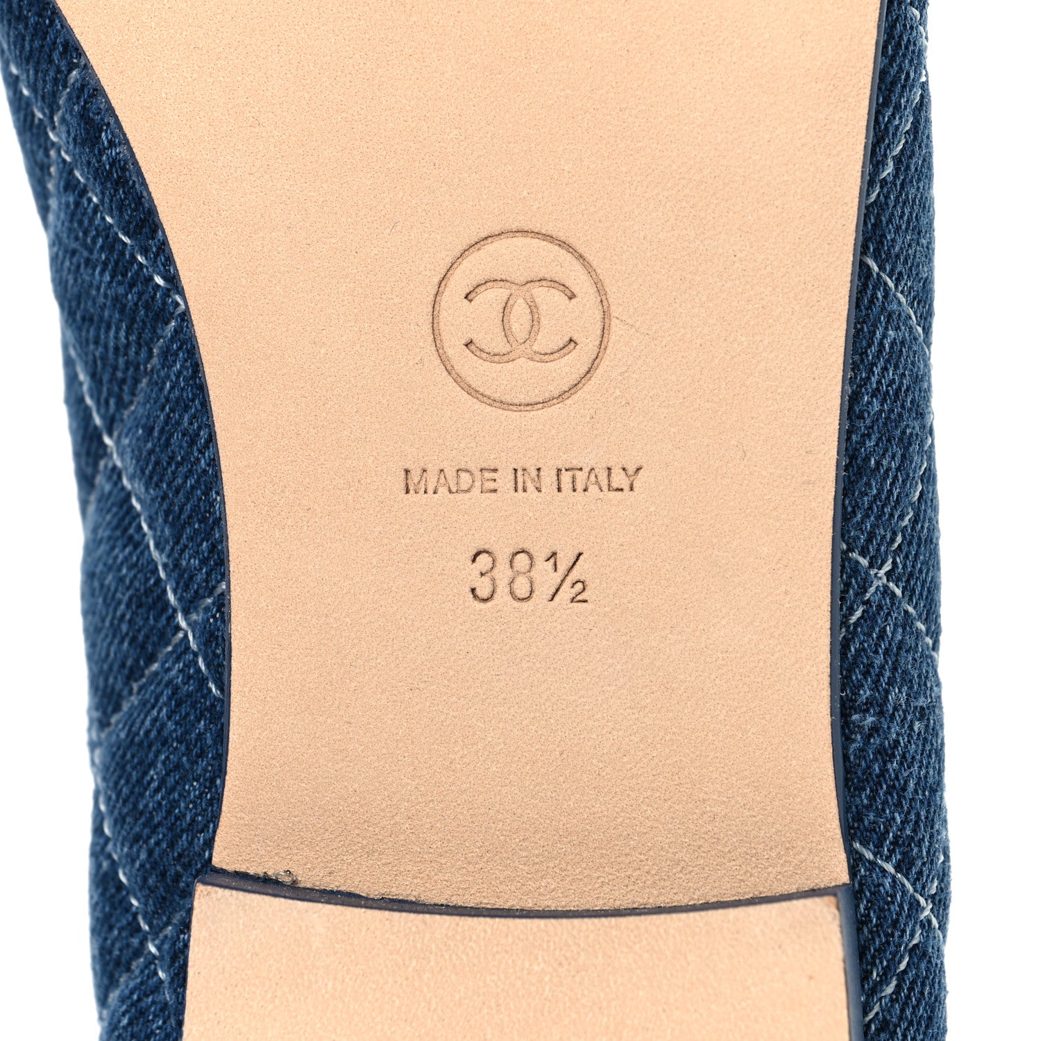 Chanel Washed Denim Quilted Cap Toe CC Ballerina Flats 38.5 Blue 8 of 10
