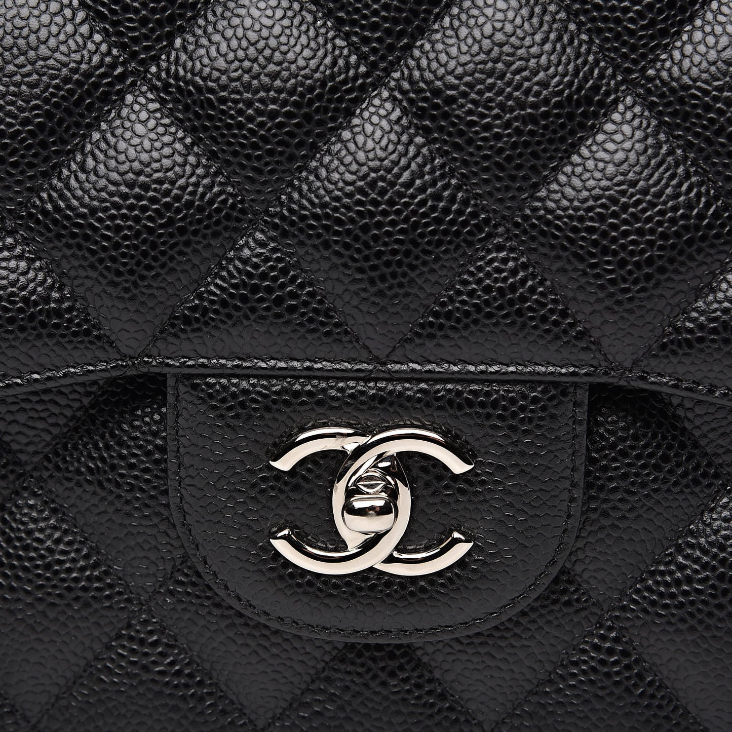 Caviar Quilted Jumbo Double Flap Black