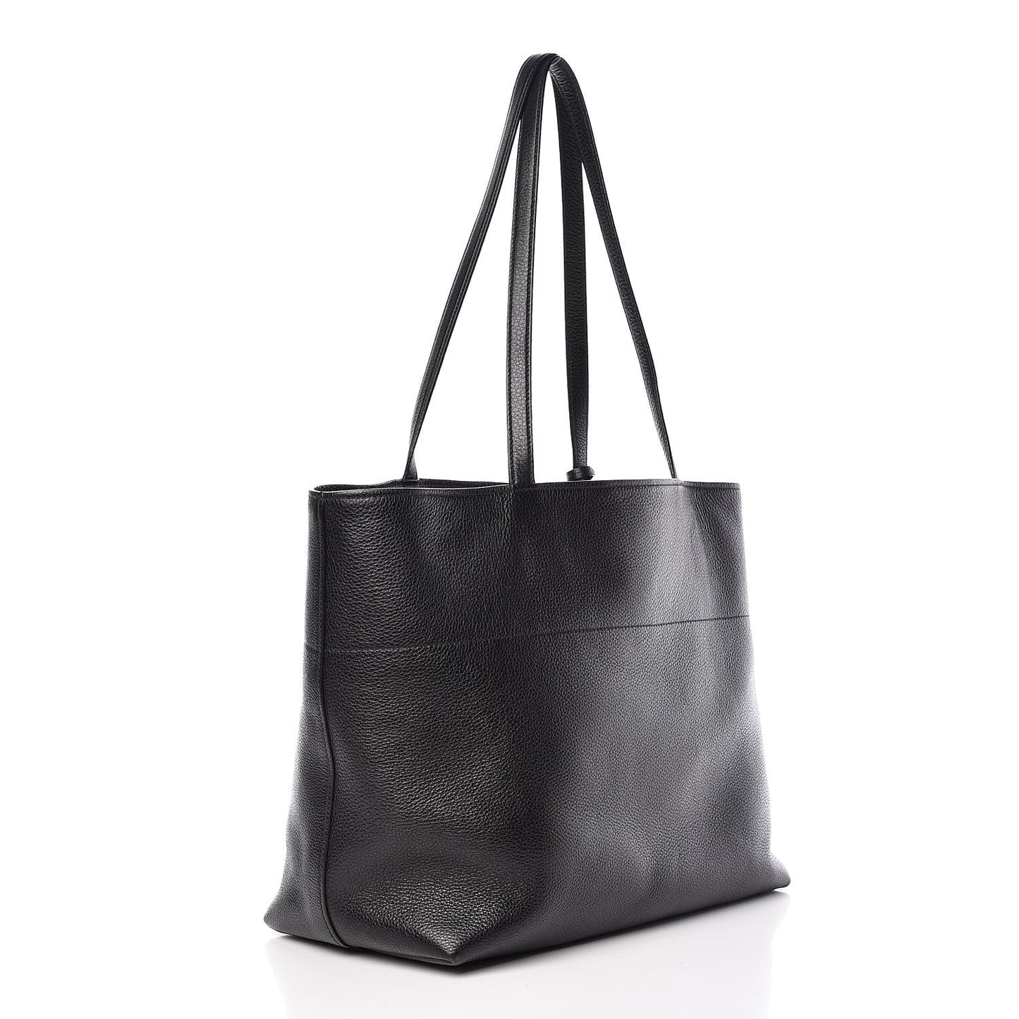 Vitello Daino Zip Shopping Tote Black