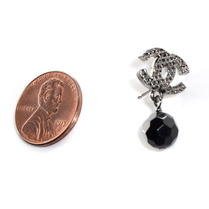Chanel Beaded CC Dangle Earrings Black 2 of 4