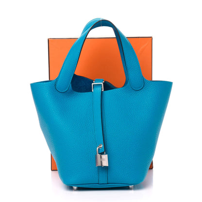 Hermes Taurillon Clemence Picotin Lock 18 PM Bleu Frida 11 of 11