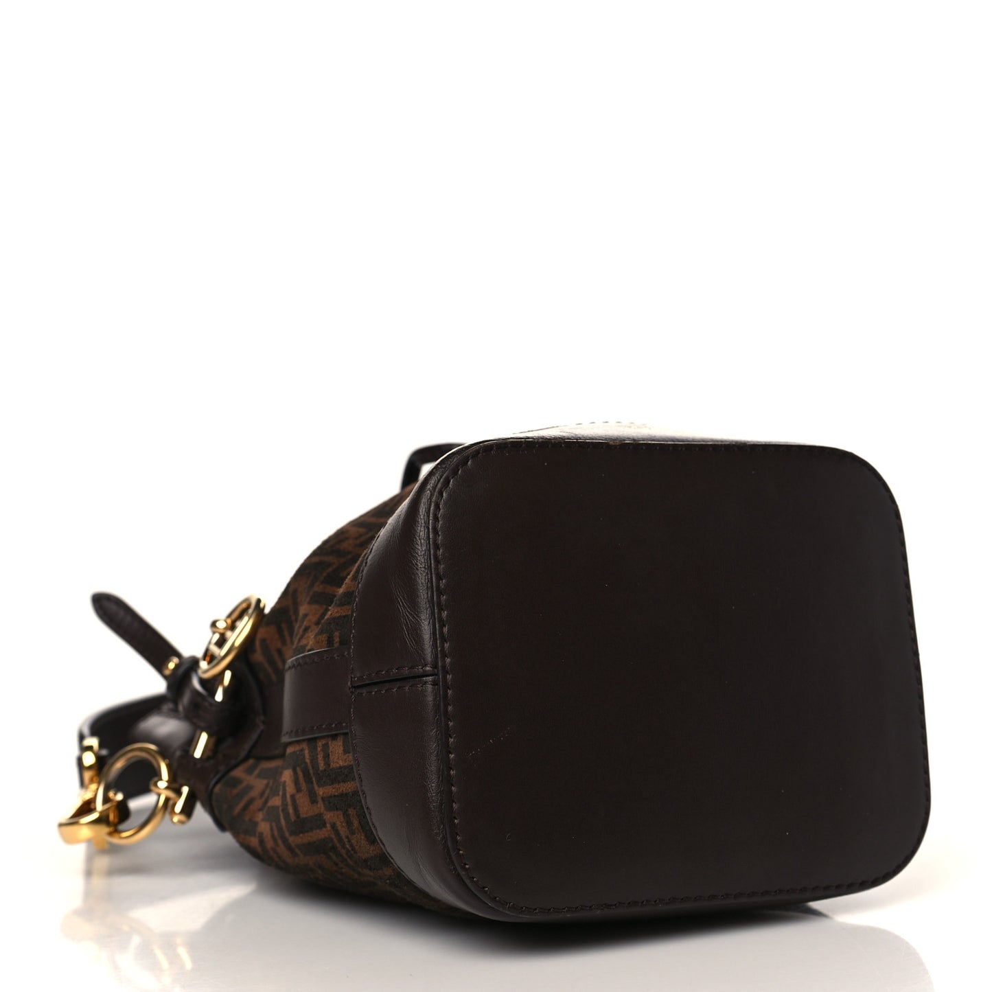 Suede Vitello King F is Fendi Micro FF Mini Mon Tresor Bucket Bag Sigaro Marrone Ebano