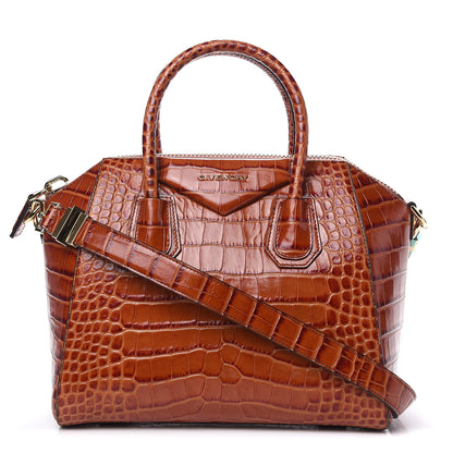 Givenchy Calfskin Crocodile Embossed Small Antigona Cognac 1 of 10