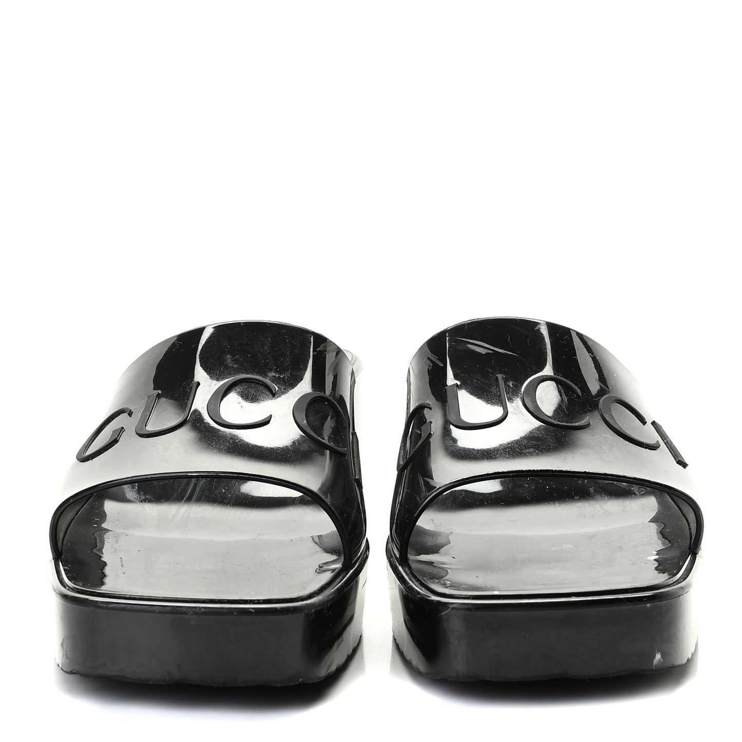Rubber Gucci Logo Womens Platform 20/60mm Slide Sandals 41 Black