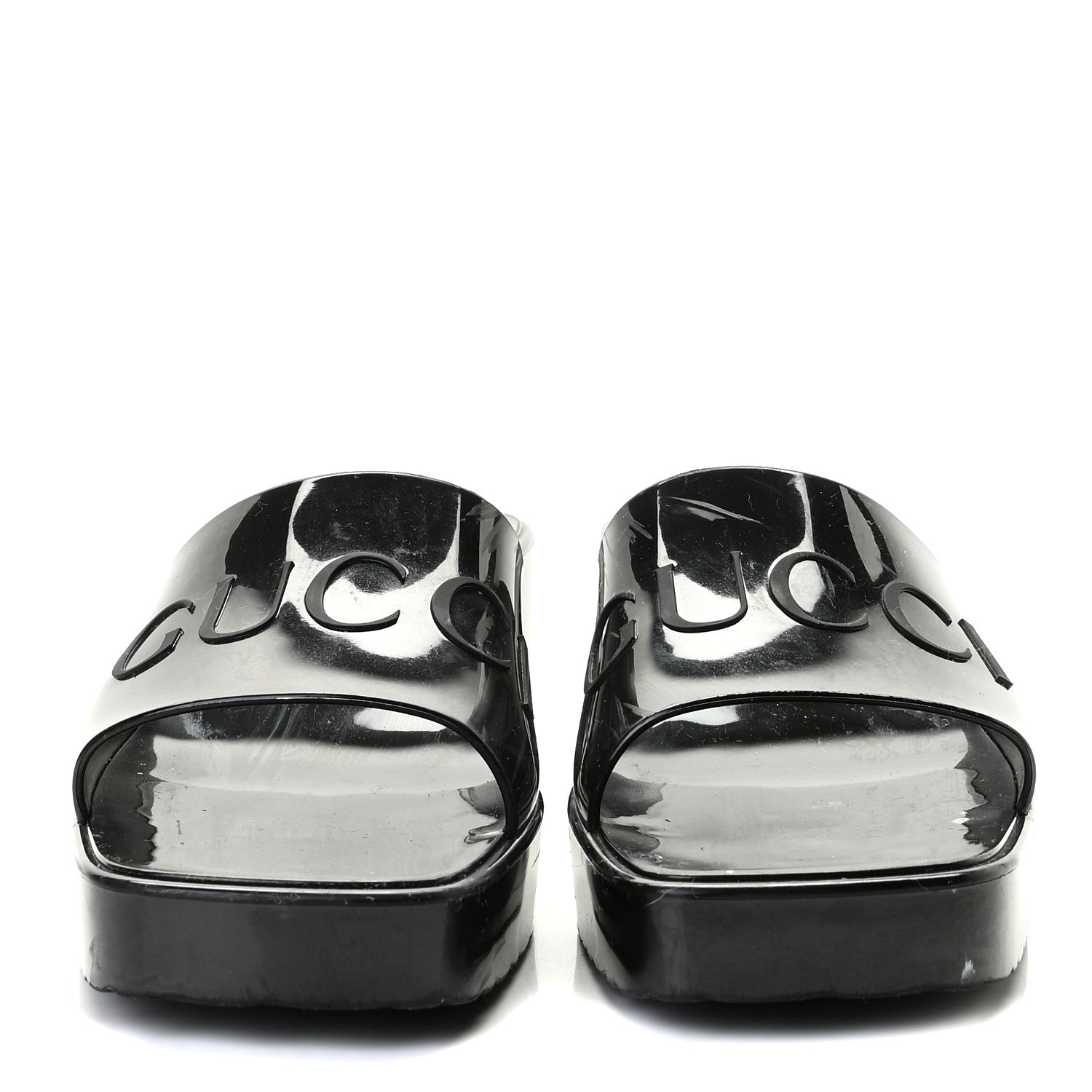 Gucci Rubber Gucci Logo Womens Platform 20/60mm Slide Sandals 41 Black 2 of 12