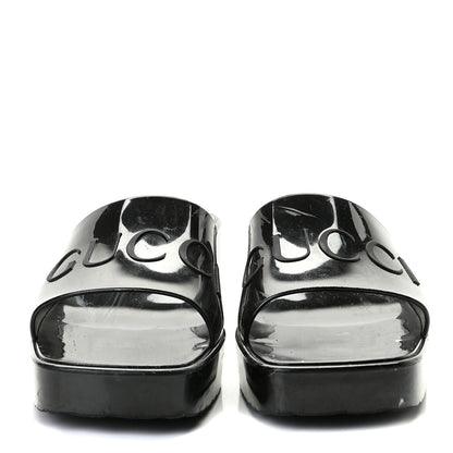 Gucci Rubber Gucci Logo Womens Platform 20/60mm Slide Sandals 41 Black 2 of 12