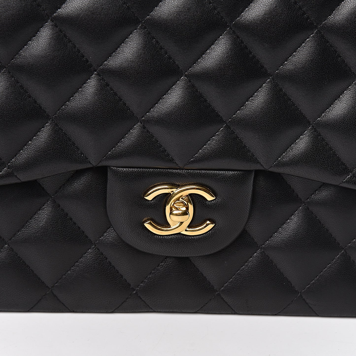 Lambskin Quilted Jumbo Double Flap Black