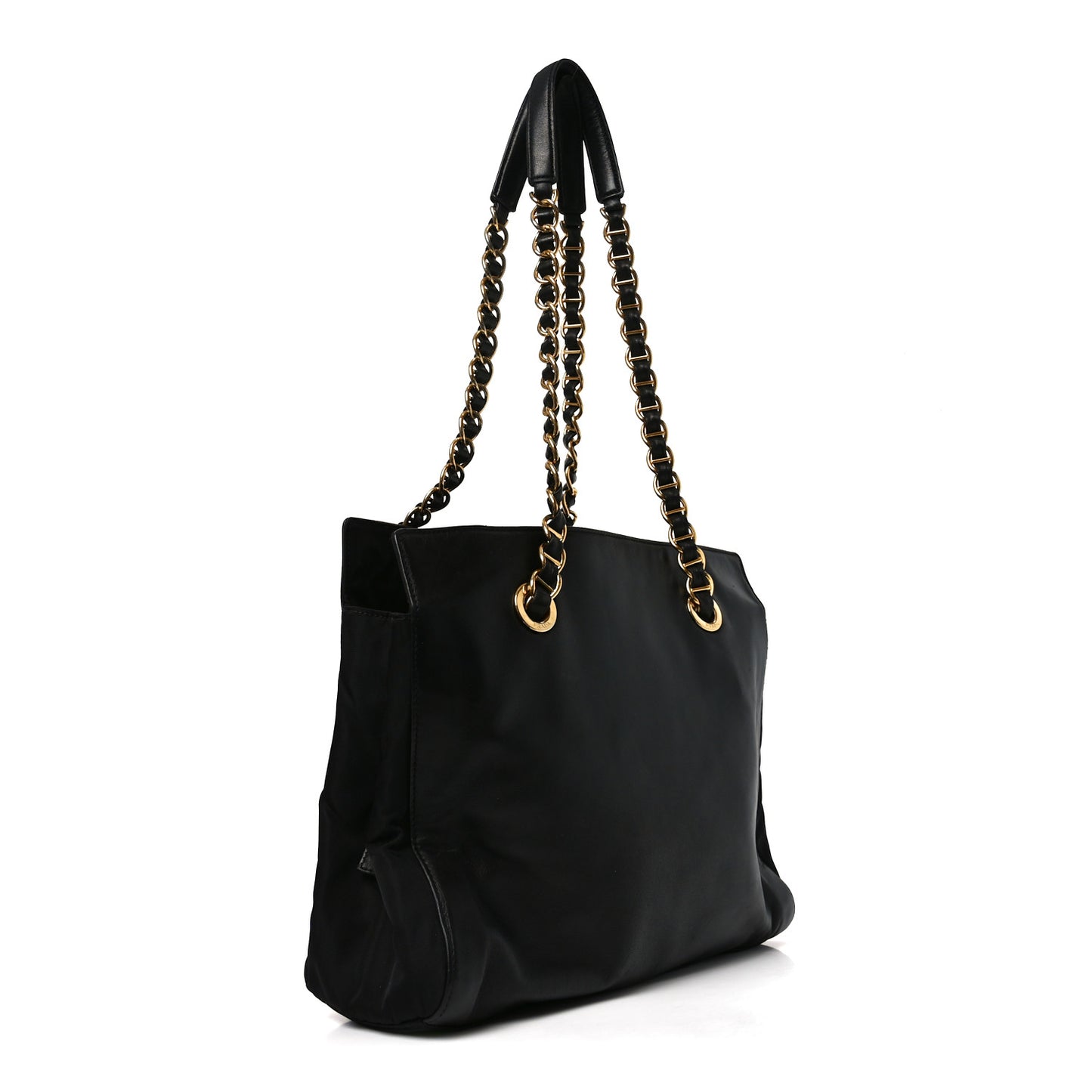 Nappa Nylon Chain Shoulder Bag Black