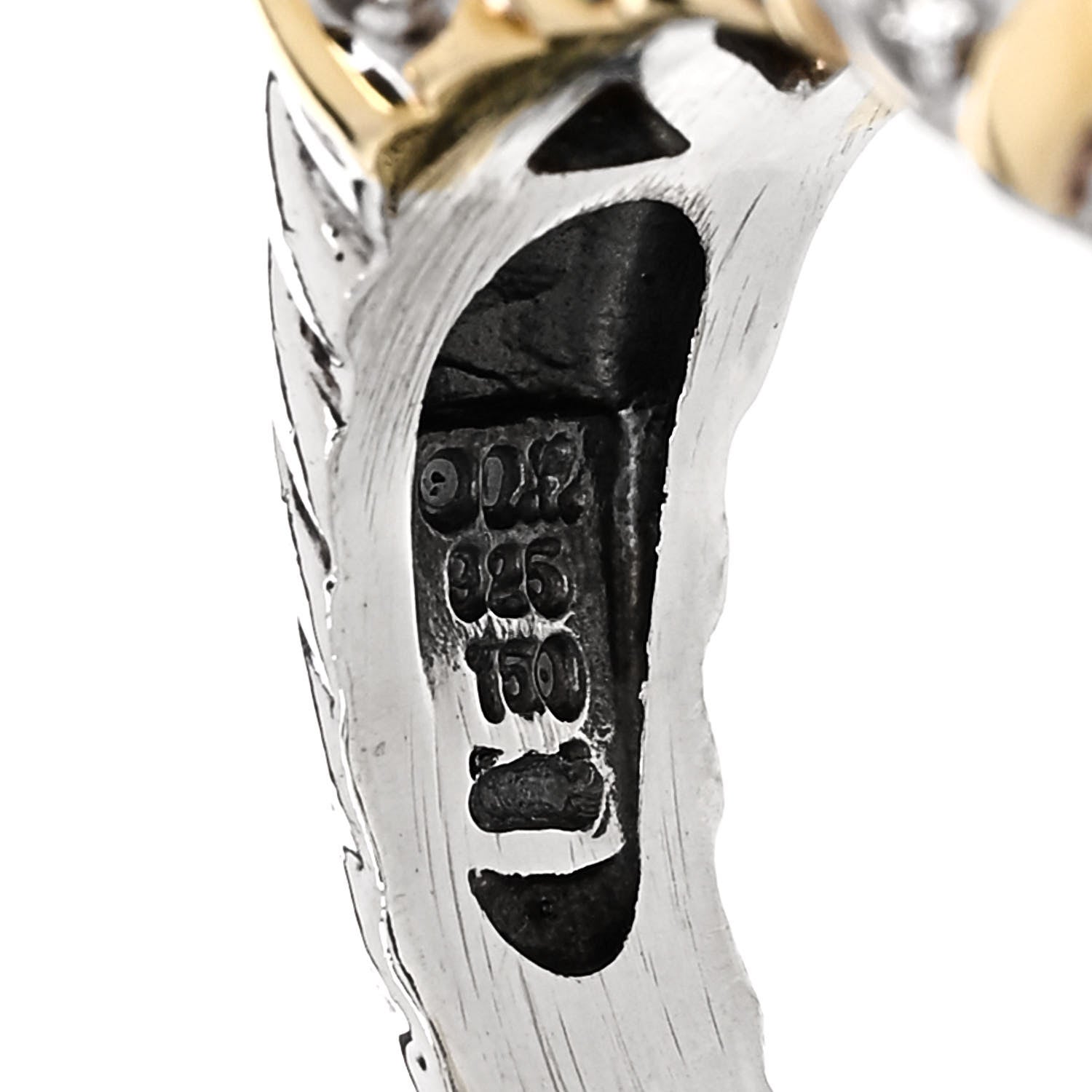 David Yurman Sterling Silver 18K Yellow Gold Diamond Cultured Pearl Cocktail Ring 54 6.75 4 of 4