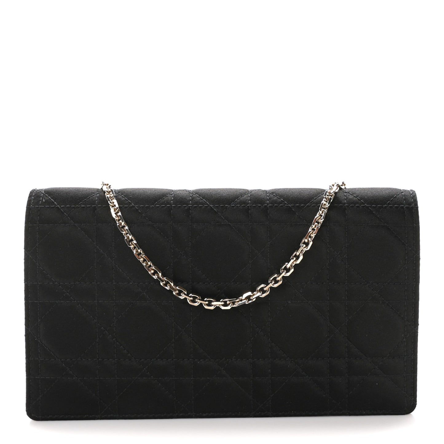 Satin Cannage Lady Dior Convertible Clutch Black