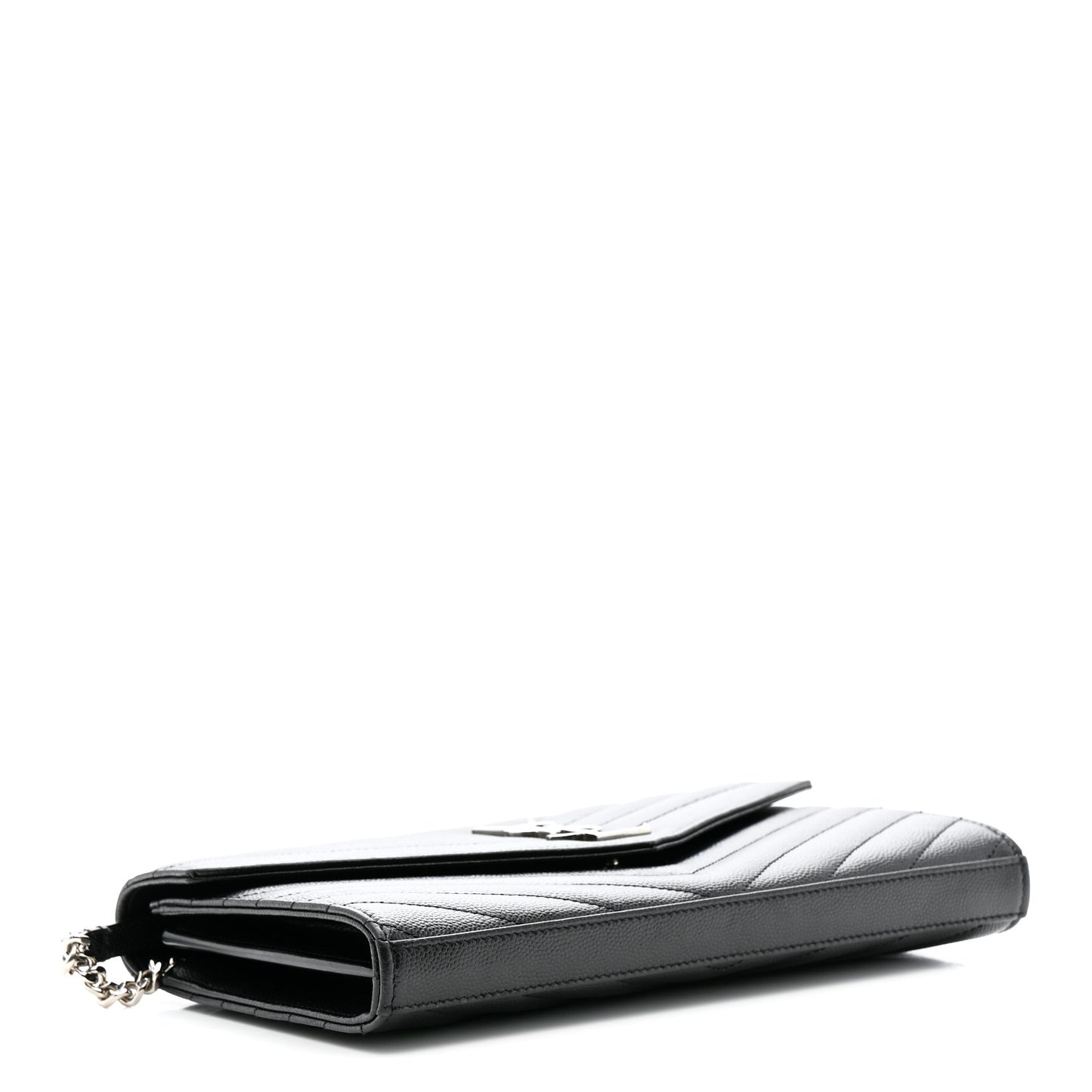 Grain De Poudre Matelasse Chevron Monogram Chain Wallet Black