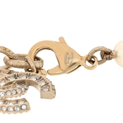 Chanel Graduated Pearl Crystal CC Bracelet Gold 4 of 5