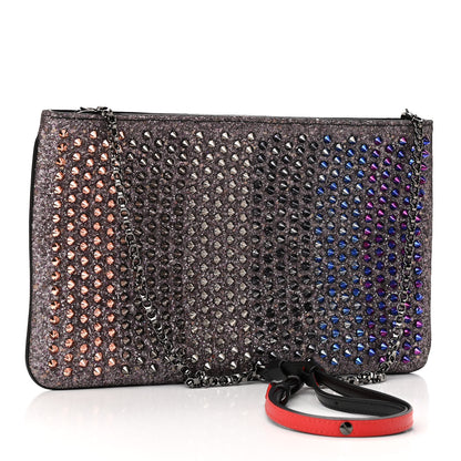 Christian Louboutin Glitter Calfskin Studded Loubiposh Chain Clutch Multicolor 2 of 9