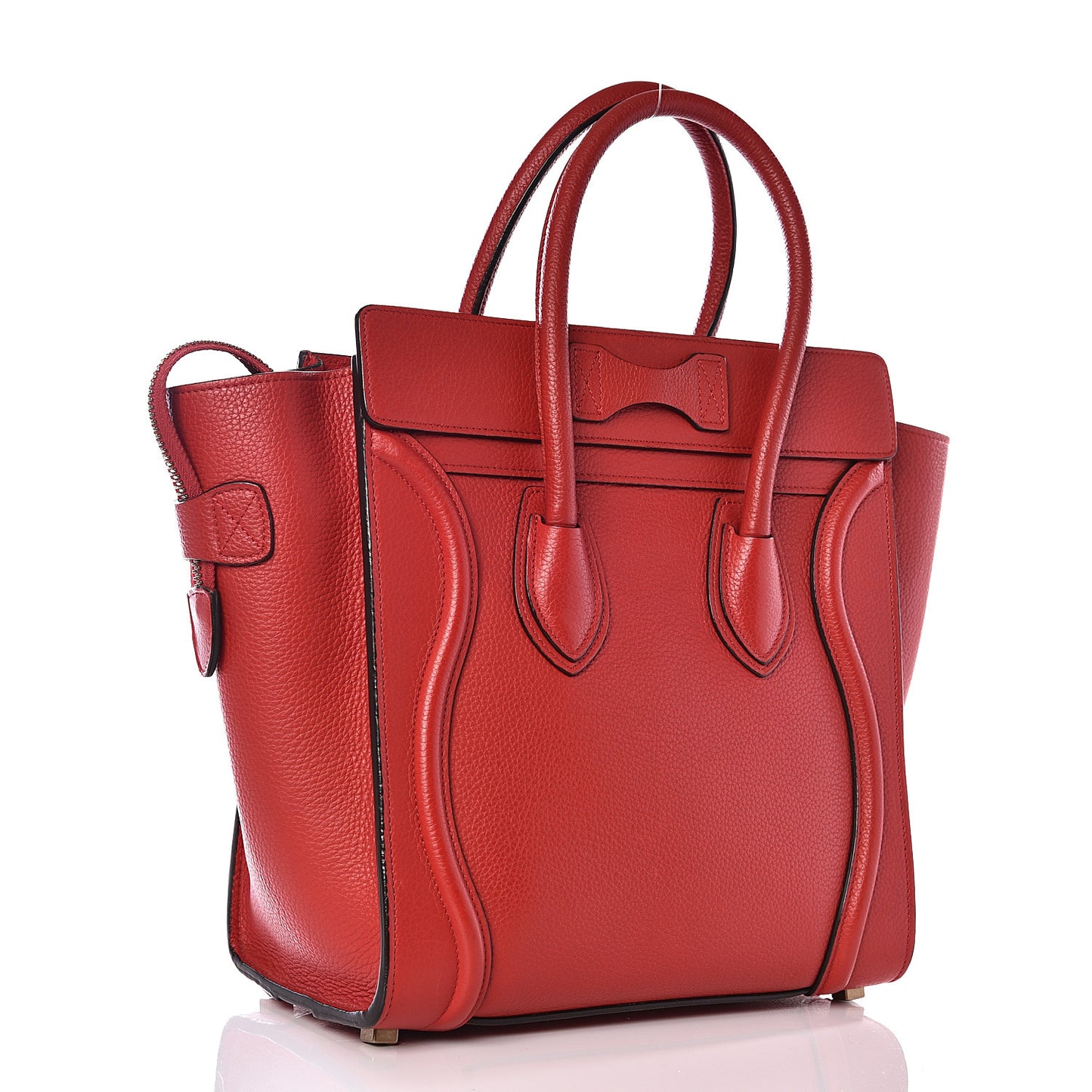 Drummed Calfskin Micro Luggage Coquelicot