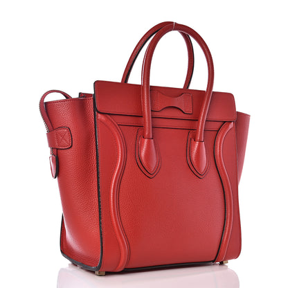 Celine Drummed Calfskin Micro Luggage Coquelicot 2 of 12