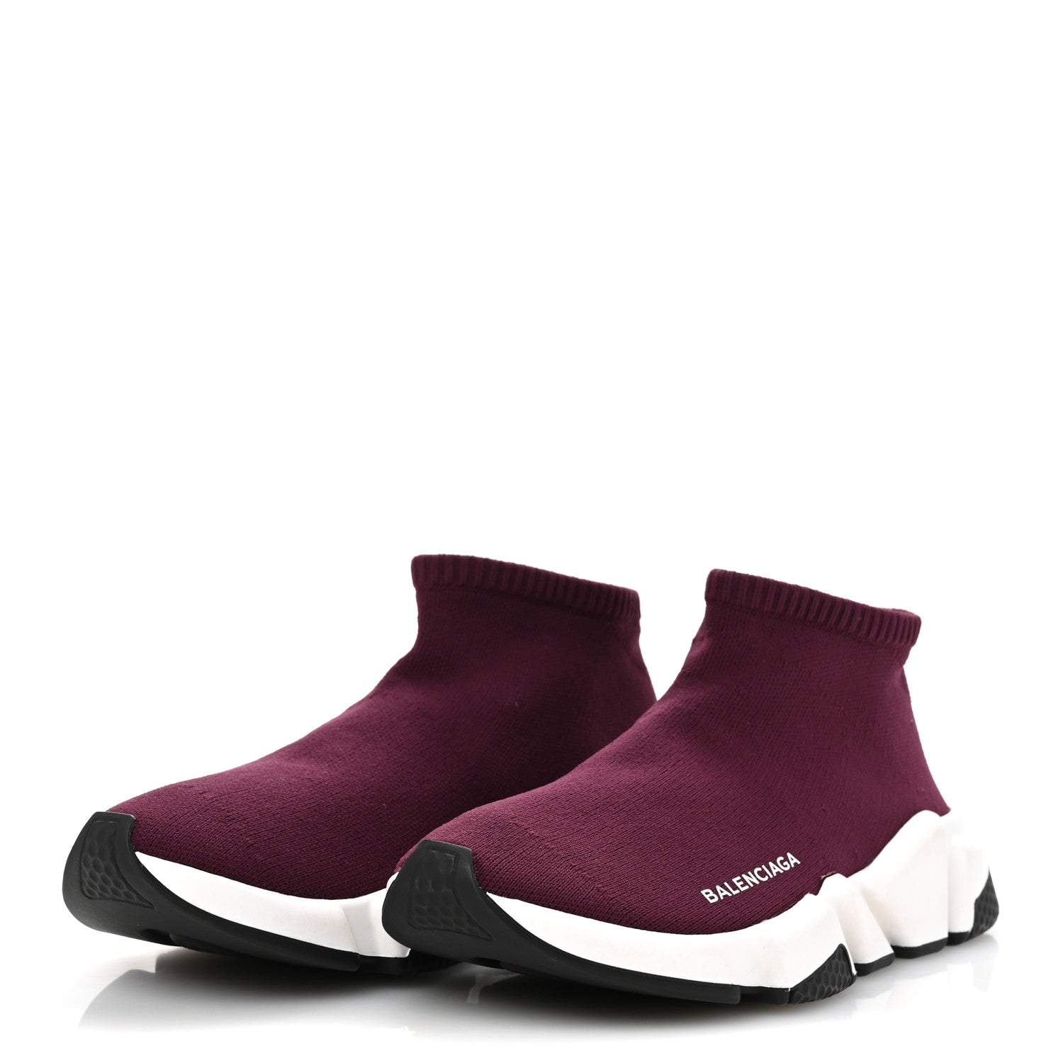Balenciaga Neoprene Knit Womens Mid-Top Speed Sneakers 39 Prune White 4 of 8
