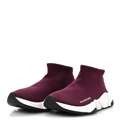 Balenciaga Neoprene Knit Womens Mid-Top Speed Sneakers 39 Prune White 4 of 8