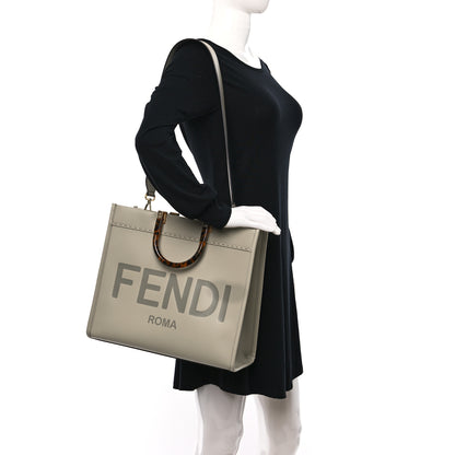 Fendi Vitello King Plexiglass Logo Embossed Medium Fendi Sunshine Shopper Tote Green Tea 2 of 9