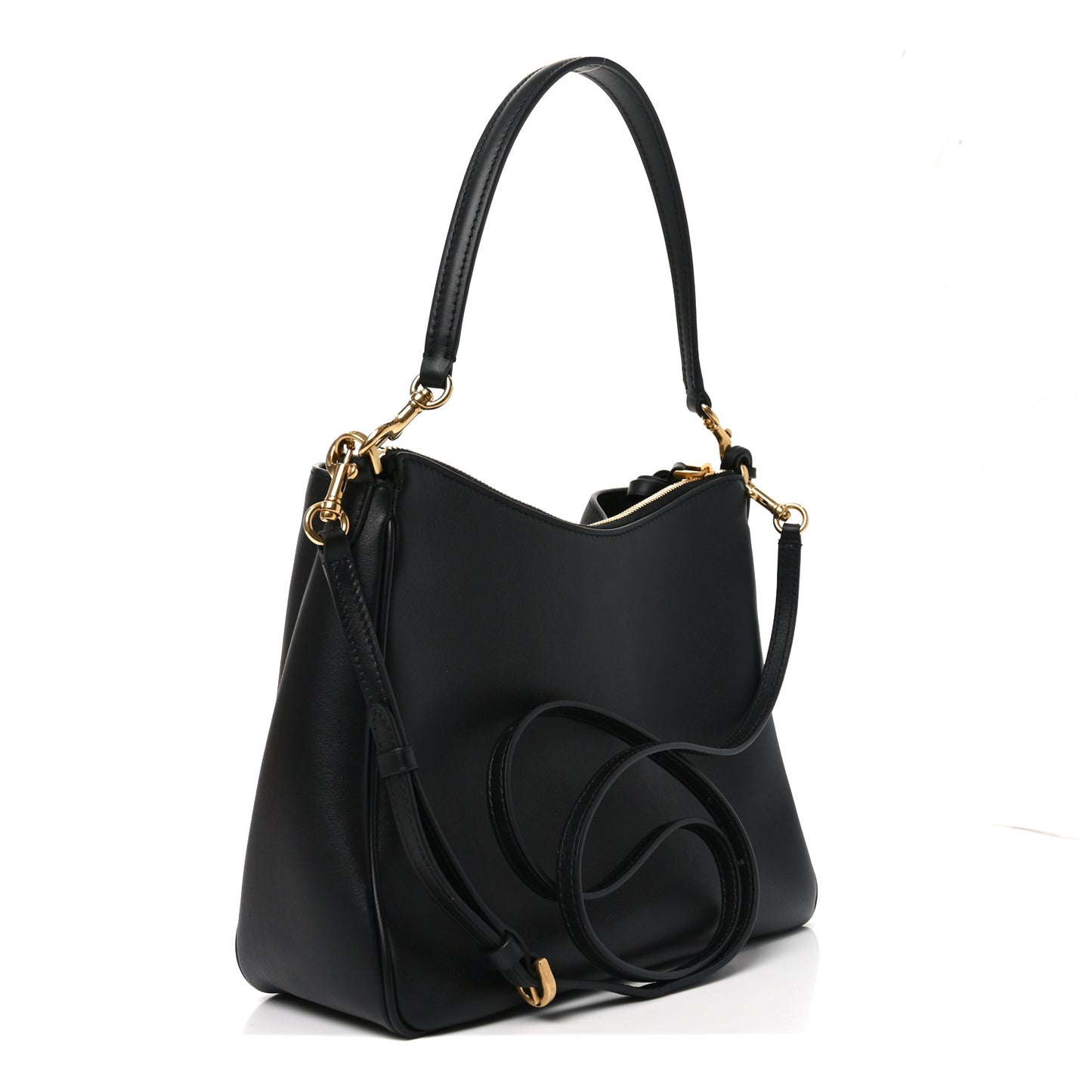 Natural Smooth Calfskin Small Rodeo Hobo Black