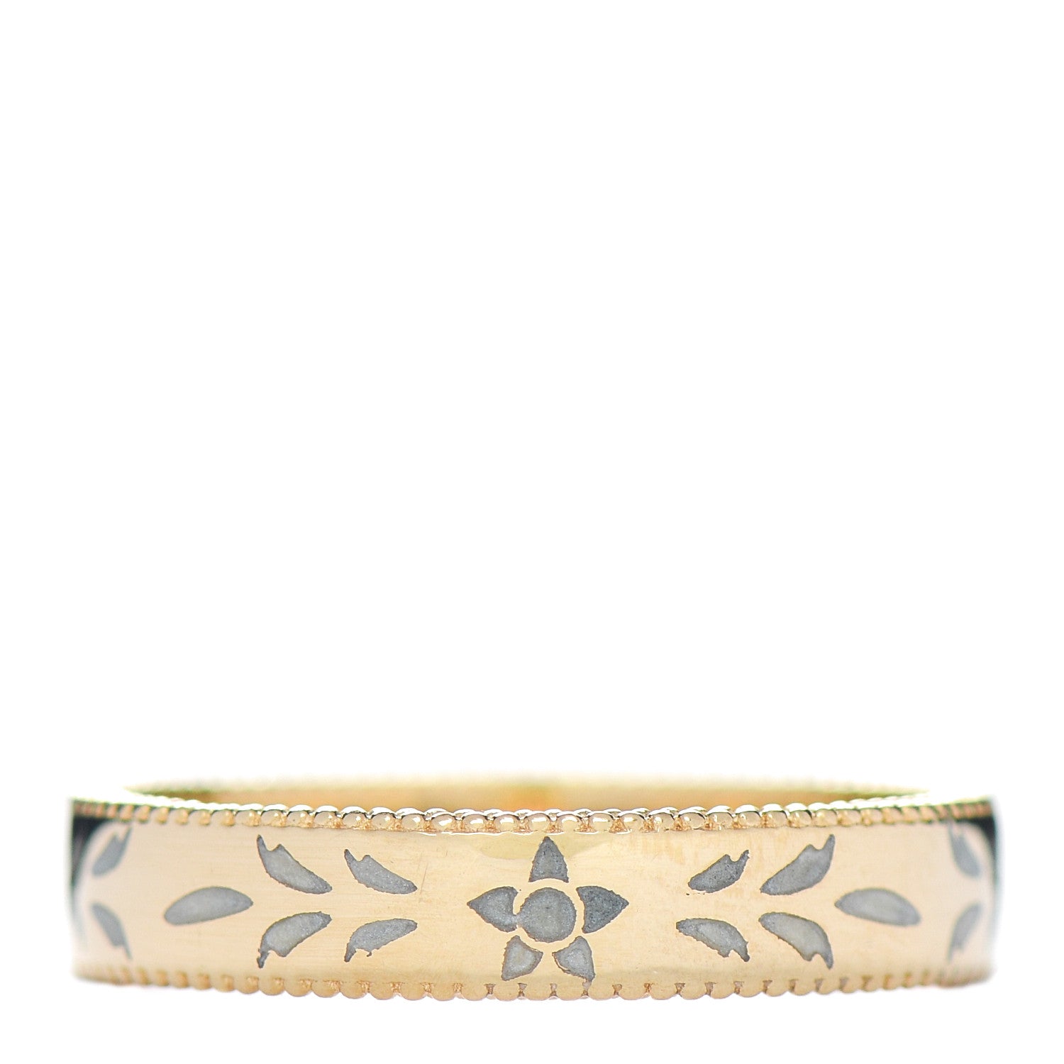 Gucci 18K Yellow Gold Enamel 4mm Icon Blooms Band Ring 58 8.25 3 of 4