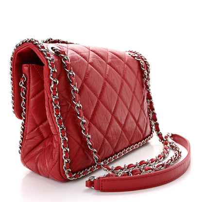 Chanel Crumpled Calfskin Medium Chain All Over Flap Red 3 of 11
