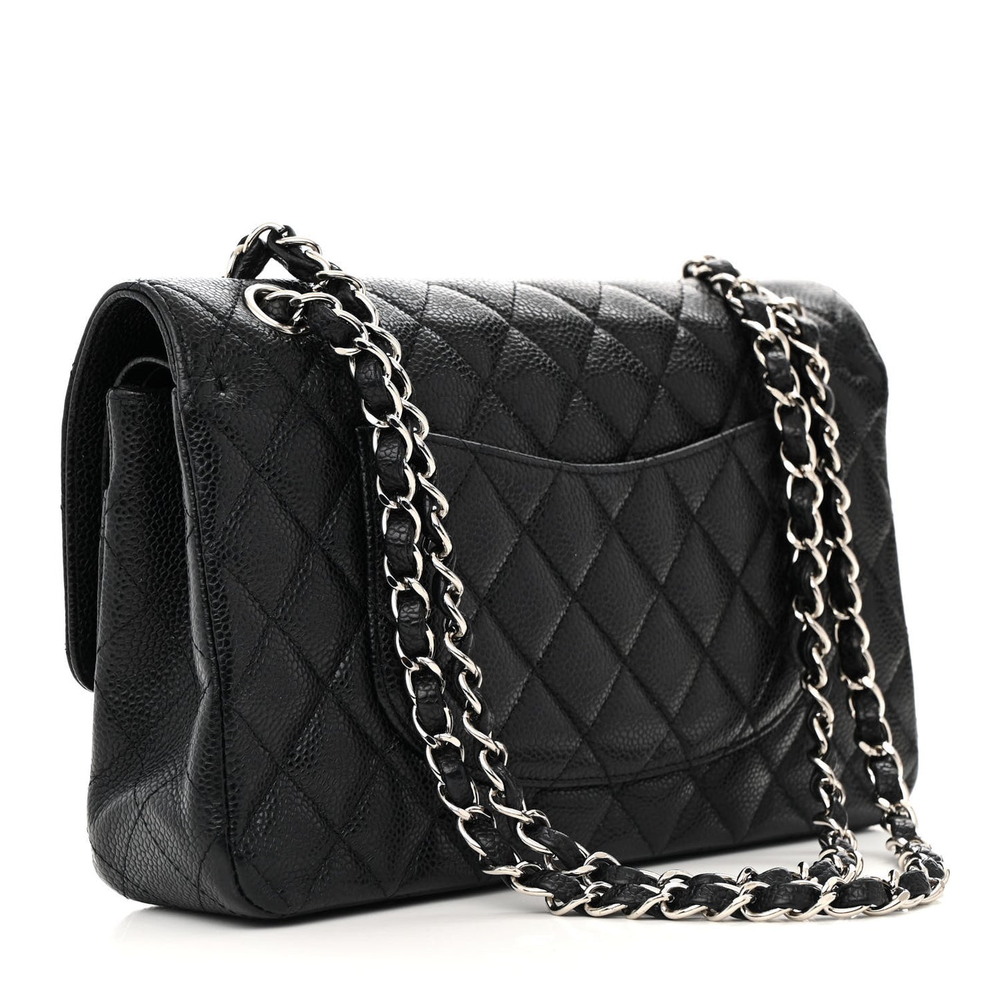 Caviar Quilted Medium Double Flap Black