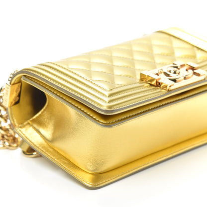 Chanel Metallic Patent Calfskin Quilted Small Boy Flap Gold 8 of 9