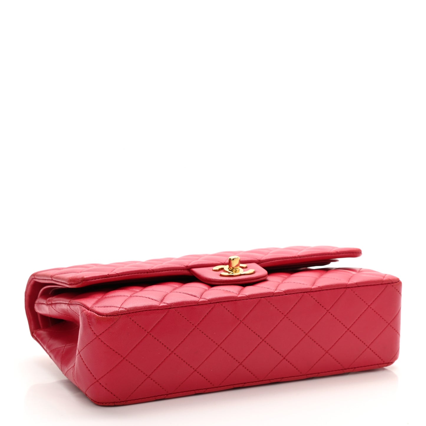 Lambskin Quilted Medium Double Flap Dark Pink