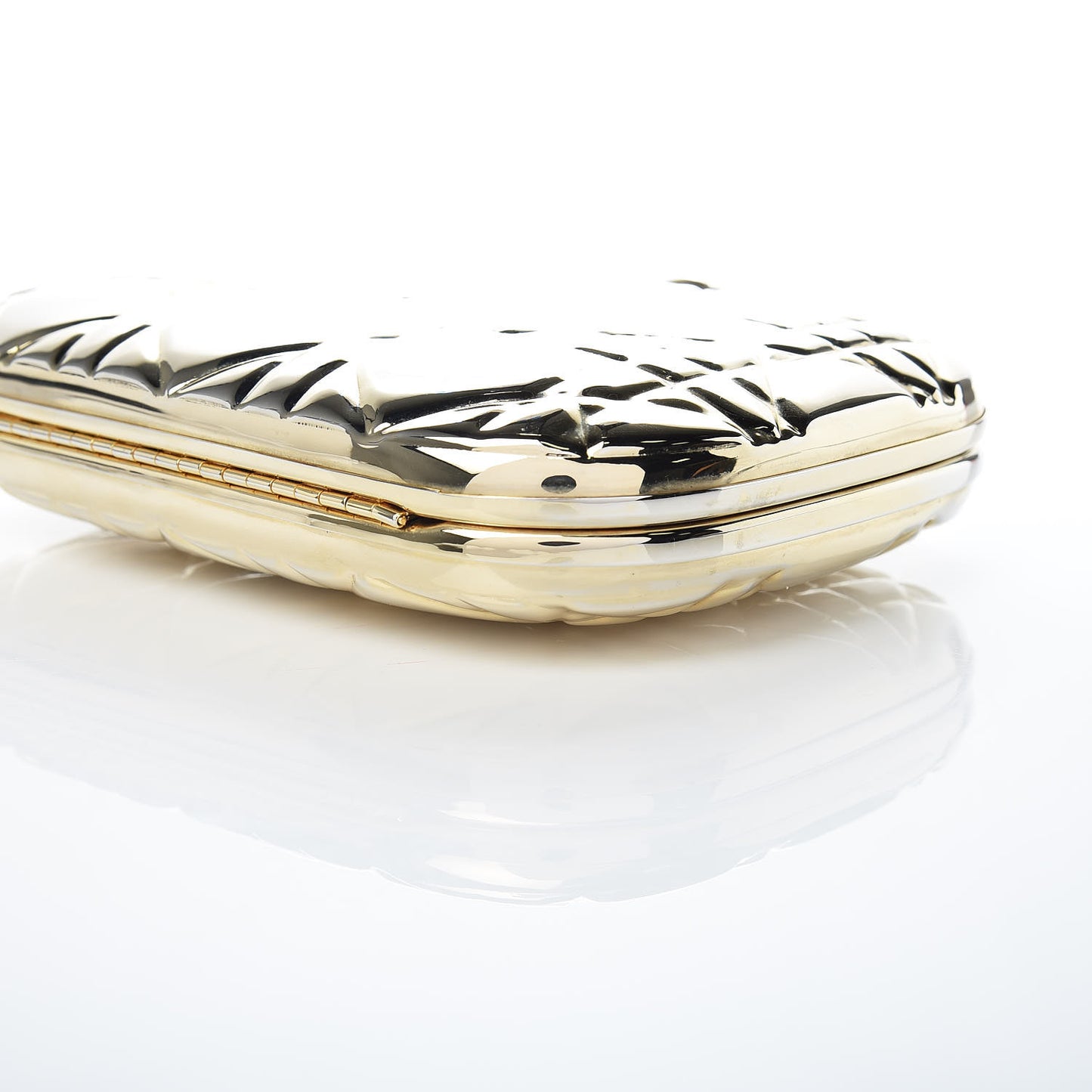 Metal Cannage Quilt Clutch Bag Gold