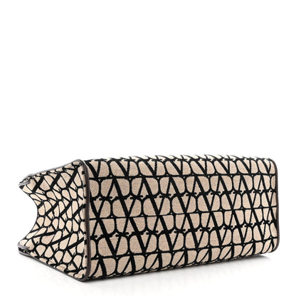 Valentino Garavani Toile Iconographe Goatskin Le Troisieme Shopping Bag Naturale Black Fondant 5 of 17