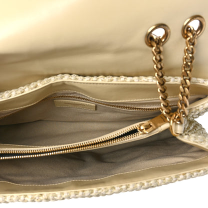 Saint Laurent Straw Matelasse Chevron Monogram Large College Satchel Natural 5 of 12