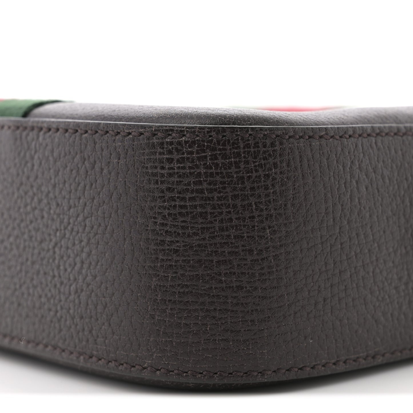 Textured Calfskin Web Small Webby Bee Shoulder Bag Brown Coffee