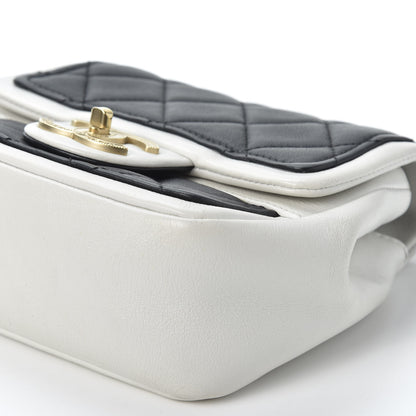 Chanel Lambskin Quilted Graphic Mini Flap Bag Black White 6 of 9