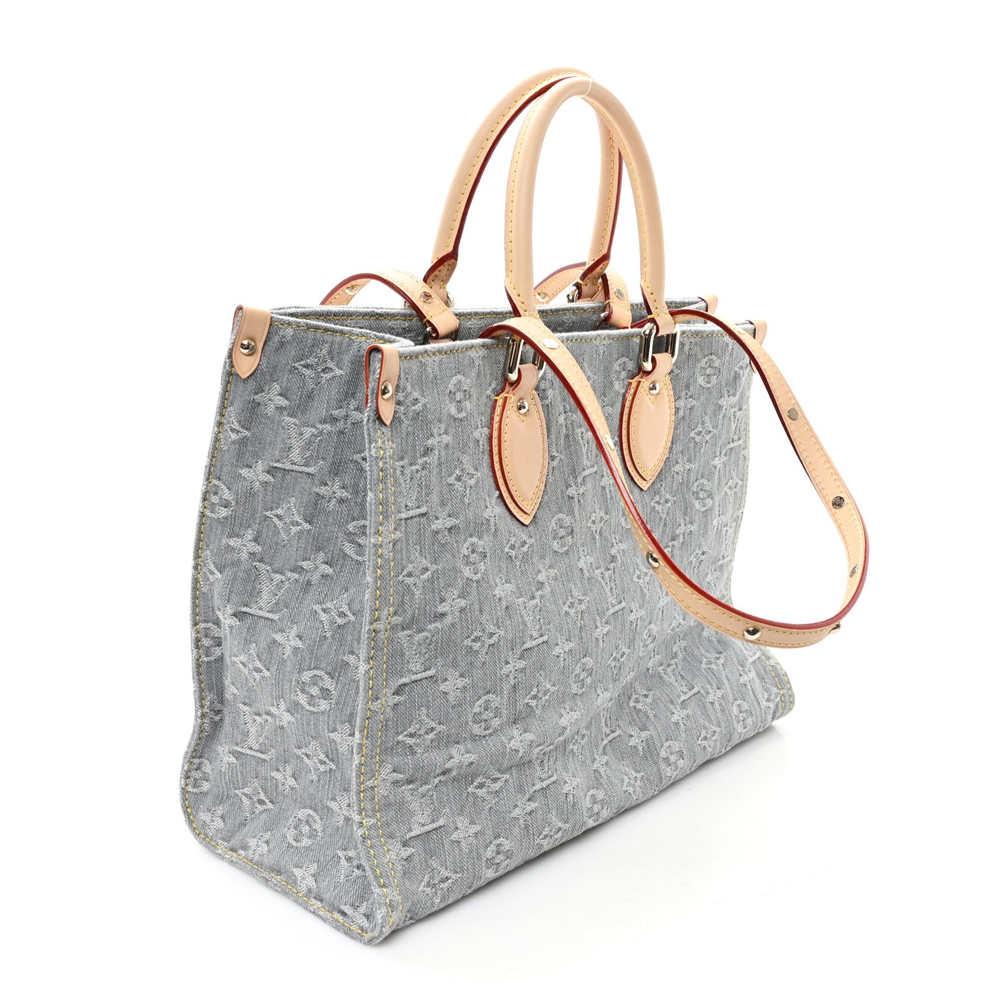 Monogram Denim Onthego MM Washed Gray
