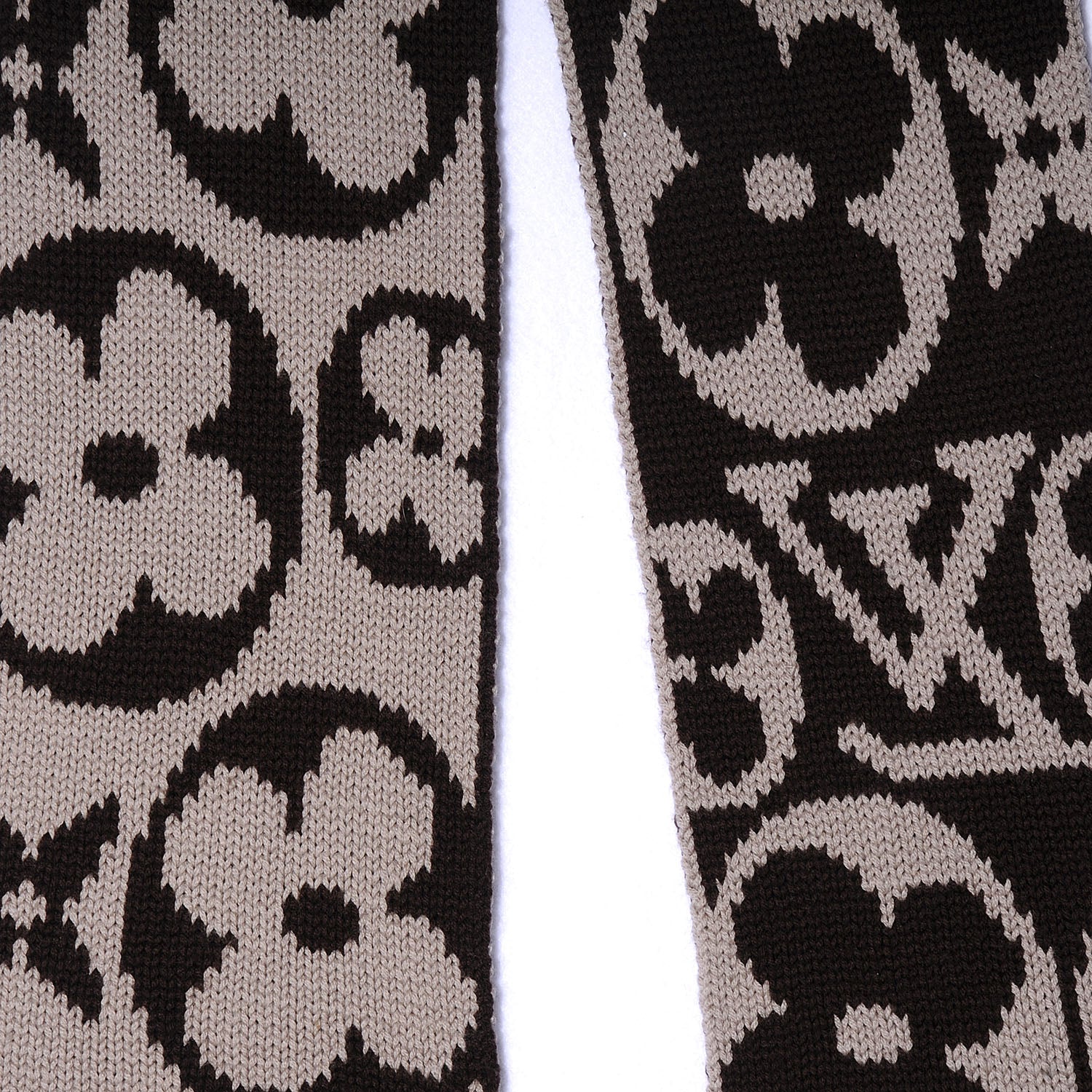 Louis Vuitton Monogram Knit Wool Fringe Scarf Ebene 3 of 3