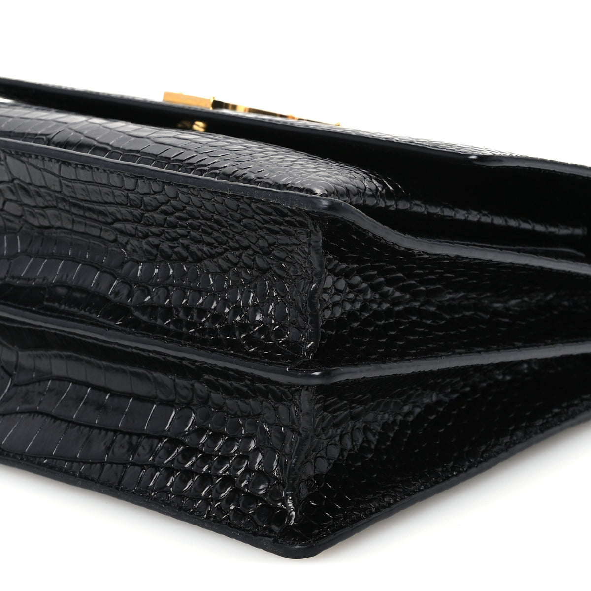 Calfskin Crocodile Embossed Large Monogram Sunset Black